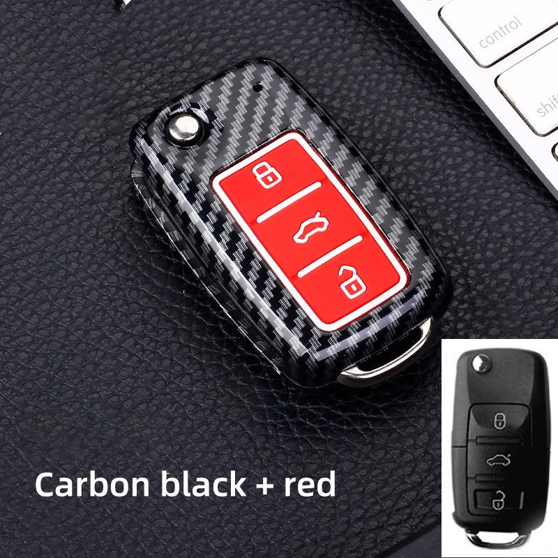 Abs Carbon Car Key Case Cover For Volkswagen Vw Polo Golf Passat Tiguan Beetle Caddy T5 Up Eos Skoda Octavia Seat Leon Altea