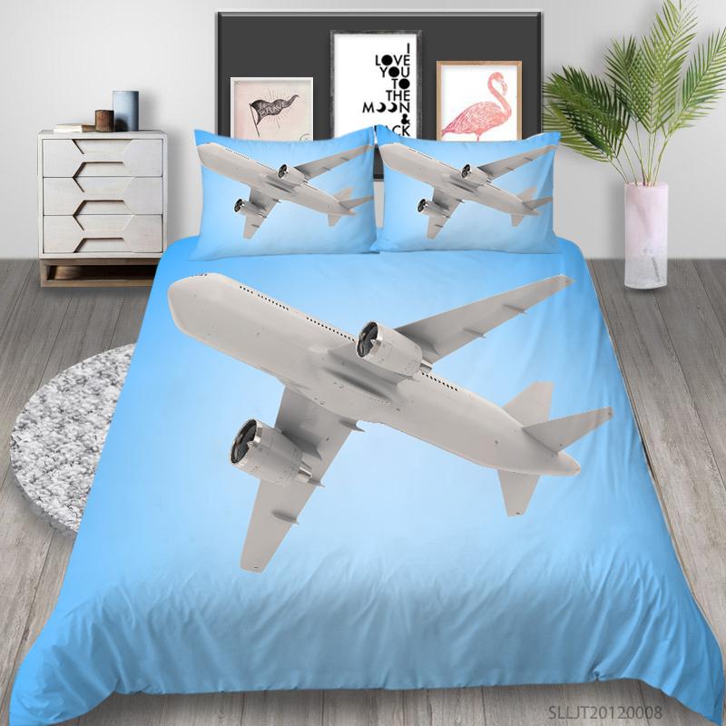 Sada 3D povlečení s potiskem pro přepravu se vzorem letadla Povlak na polštář Povlak na polštář 2 nebo 3 kusy AU240 * 270 nadrozměrná domácí dekorace