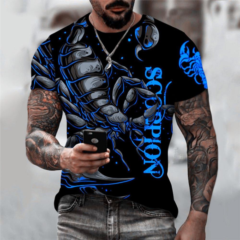 3D Print Scorpion T Shirt For Men Cool Animal Pattern T-Shirts Summer Casual Loose T-Shirts O-Neck Tops Short Sleeves Streetwear