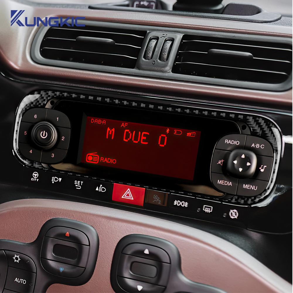 Real Soft Carbon Fiber Sticker For Fiat Panda 2013-2019 2020 2021 2022 2023 2024 2025 LHD RHD Car Central Control Screen Trim