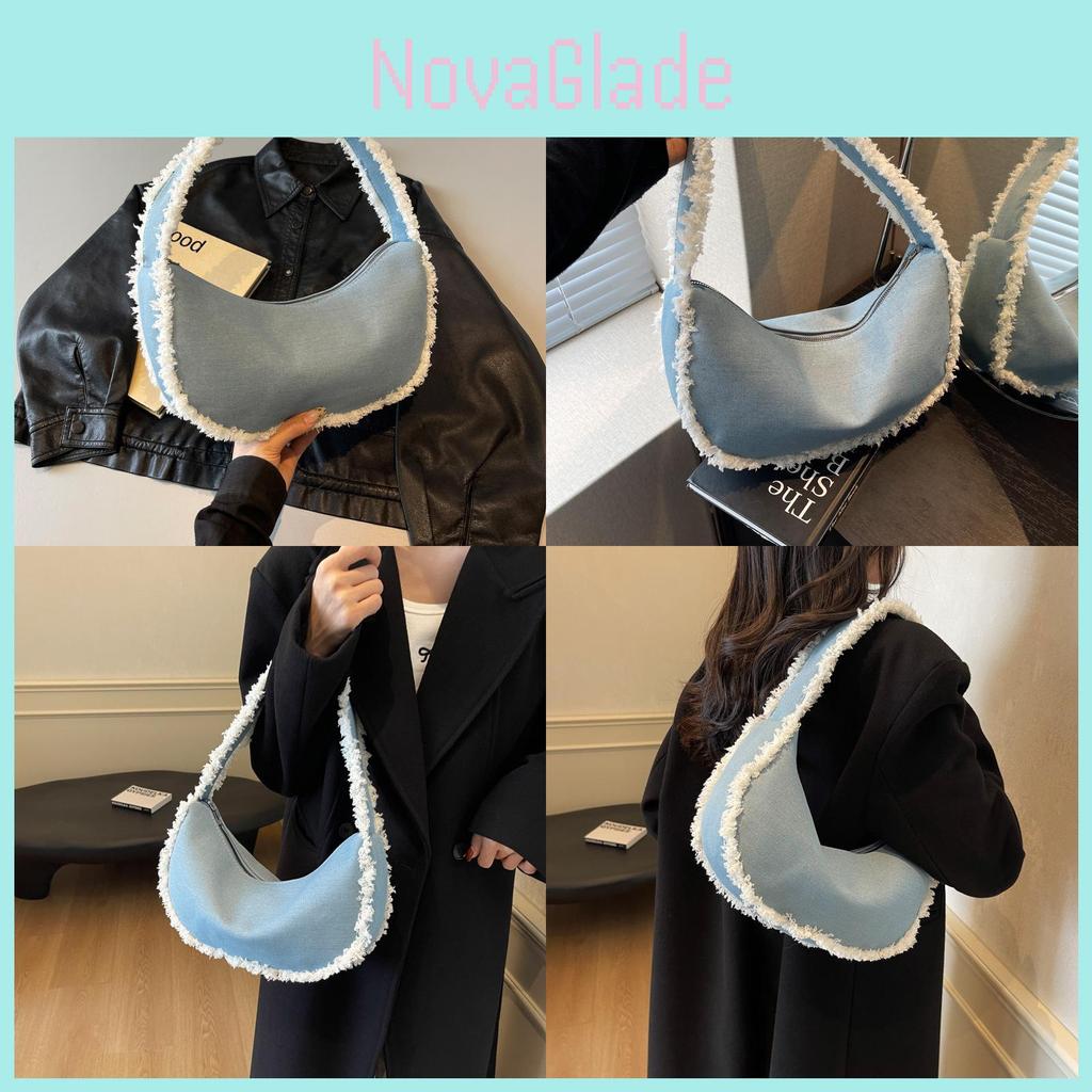 New Stylish Canvas Shoulder Bag For Women In Blue Perfect For Fall Fashion Trends