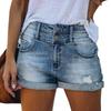 Women's Solid Color Jeans Stretch Slim Fit Distressed Denim Shorts