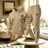 Mens Casual Tracksuit Hoodie Sweatpants Set Solid Color Simple Couple Style