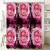 Luxurious Pink Rose Bath Shower Curtain Set 3D Printed Floral Decor for Bathroom, Waterproof Fabric Perfect Gift (Set of 6 Panel