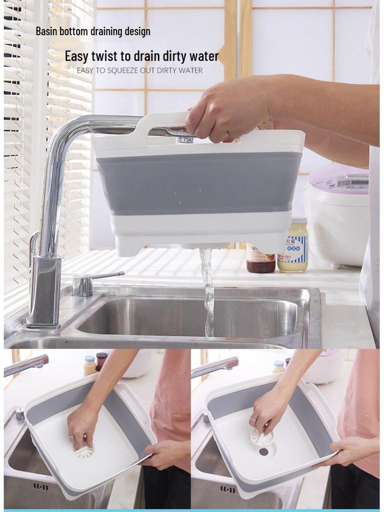 Collapsible Plastic Wash Basin - Portable, Thickened Folding Sink & Ice/Fruit Bucket