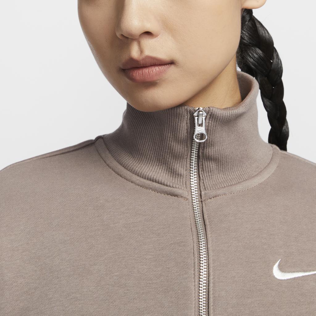 New Nike Phoenix Cropped Half Zipped Sweatshirt DQ5768-233