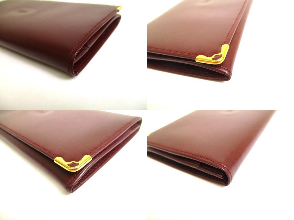 Authentic Cartier Must de Cartier Bordeaux Leather Bifold Long Wallet #a852  Refurbished