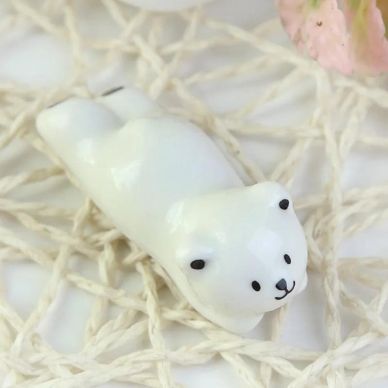 1pc Japanese Ceramic Cute White Bear Rack Penholder Incense Burner Holder Chopstick Rest Table Decor For Kitchen Home Ornament