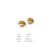 Yhpup Titanium Geometric Chunky Big Golden Stud Earrings  for Women 18K-plated Minimalist Fashion Personalized Jewelry