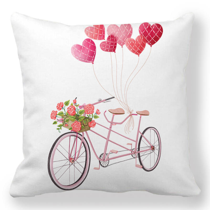 Creative Valentine's Day Happy Letters Digital printing short plush pillow covers for car sofa office cushion cover home goods