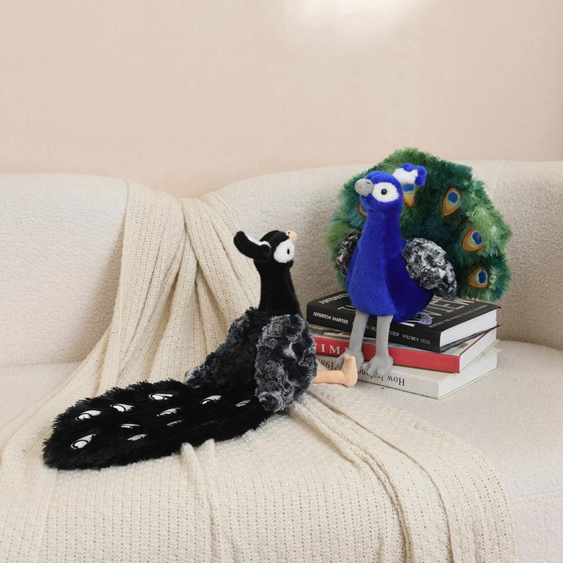 Peacock Plush Toy Peacock Toys Black and White Peacock Peacock Toy with Open Screen Toys for Peacock Enthusiasts Animal Lovers