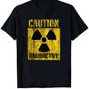 Black T Shirt Caution Radioactive Symbol Text Graphic Design for Casual Wear Statement Look Short Sleeve Medium Stretch Fabric