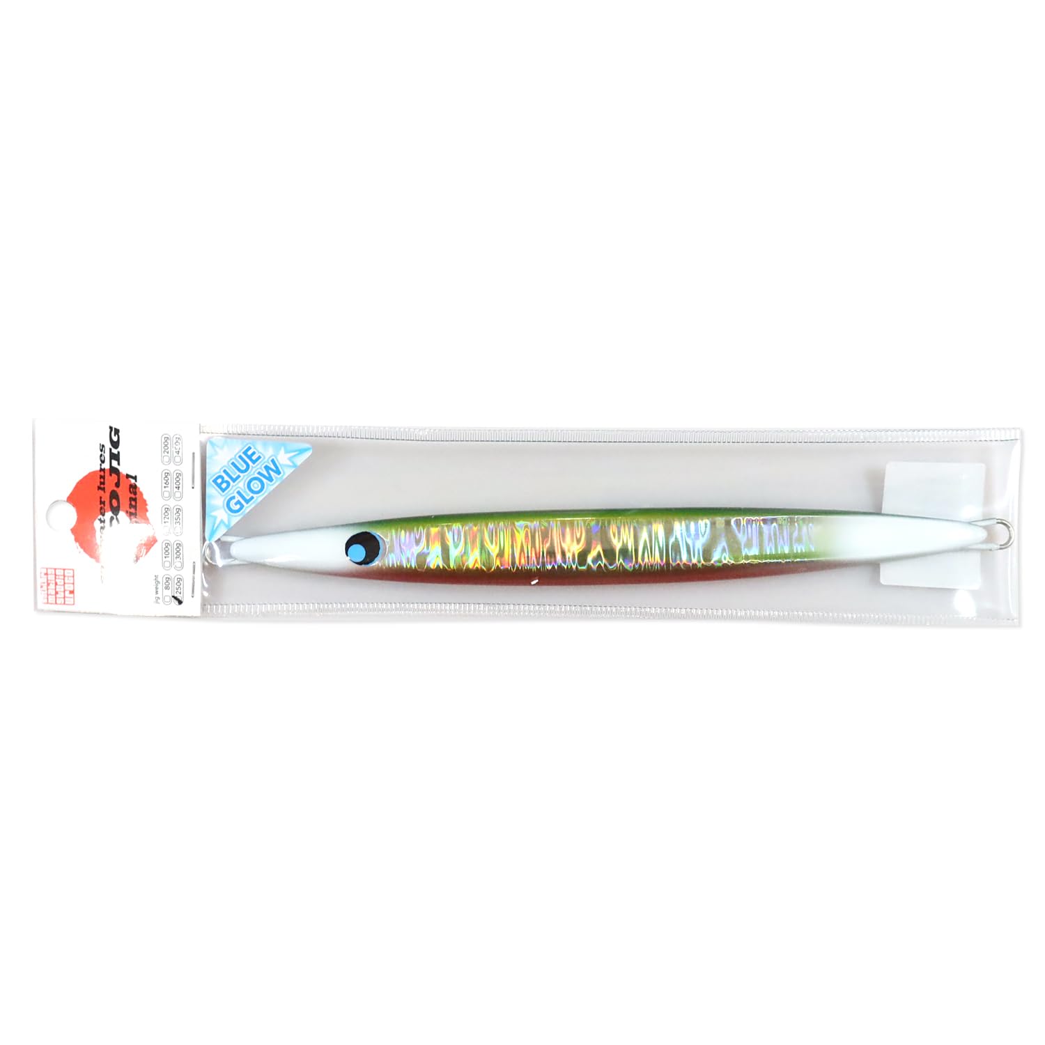 

UROCO Original 250g Midokin Red Jig, (#603BG Silver/Blue Glow)