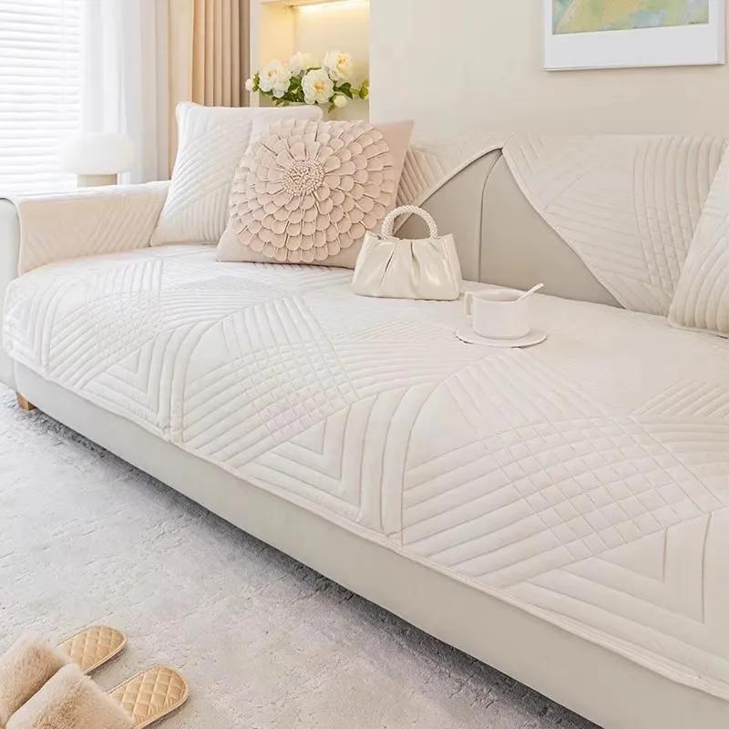 

1 шт. утолщенный плюшевый чехол для дивана, однотонный, нескользящий, подушка для дивана, Г-образный уголок, мягкое полотенце для дивана для домашнего декора гостиной 70x70