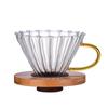 Genomskinlig glas kaffefilterkopp V60, delningskanna set, träkaffekanna