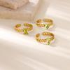 Color square zircon December birthday stone chain ring women's light luxury retro high sense personality versatile