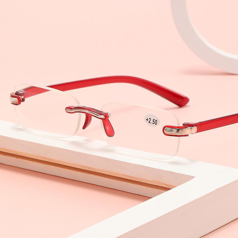 Fashion Frameless Reading Glasses Women Men Square Ultralight Presbyopic Eyeglasses Optical Farsighted Eyewear +1.0 To +4.0