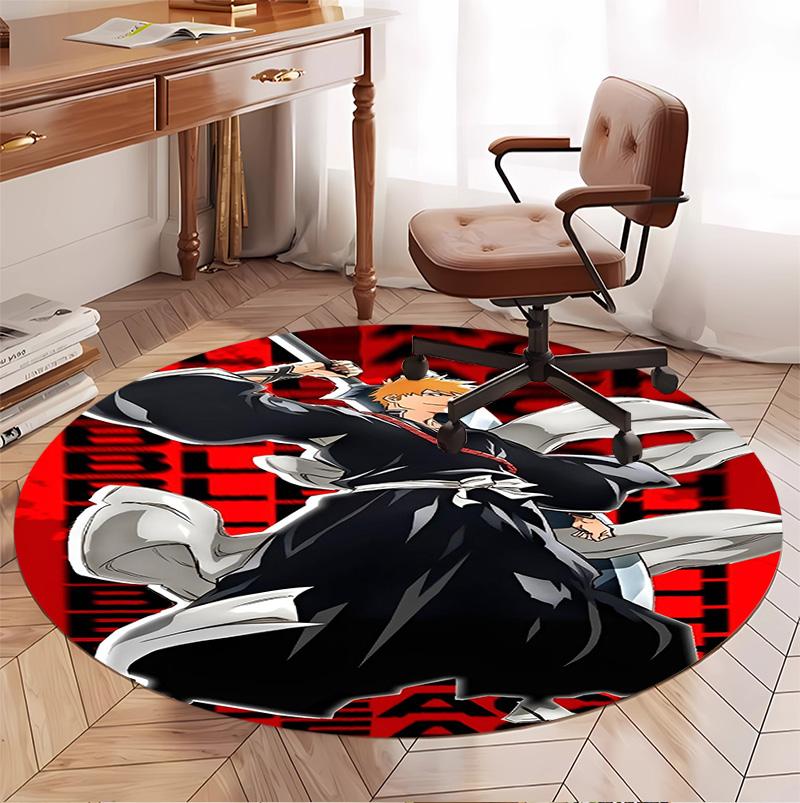 BLEACH Pattern Round Rug, Indoor/Outdoor Mat, for Picnic, Gameroom, Bedroom, Office, Living Room, Home Decor Carpet, Birthday Gift