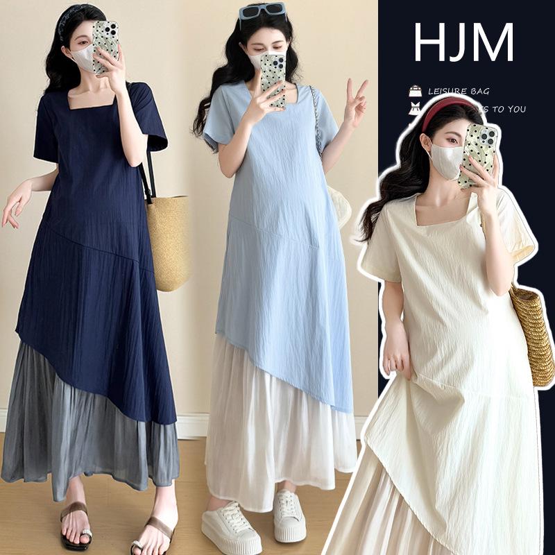 Summer 2026 Square Neck Slimming Maternity Two-Piece Dress M