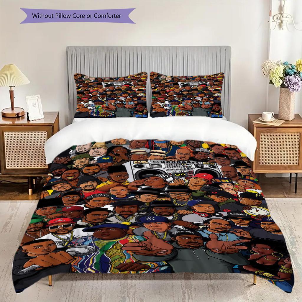 Rap Legends Visual Celebration Hiphop Culture Threepiece Set 1 Duvet Cover 2 Pillowcase Without Core Christmas Birthday Gift