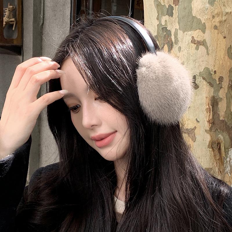 New Winter Luxury Women Warm Real Natural Mink Fur Earmuff Outdoor Fashion Mink Fur Earmuffs Girl Winter Ear Protection