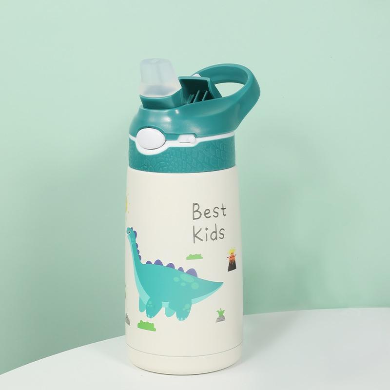 400ml Thermos Water Bottle For Kids Baby Cartoon Duck Straw Cup 316 Stainless Steel Vacuum Flask Outdoor Portable Thermos Cup