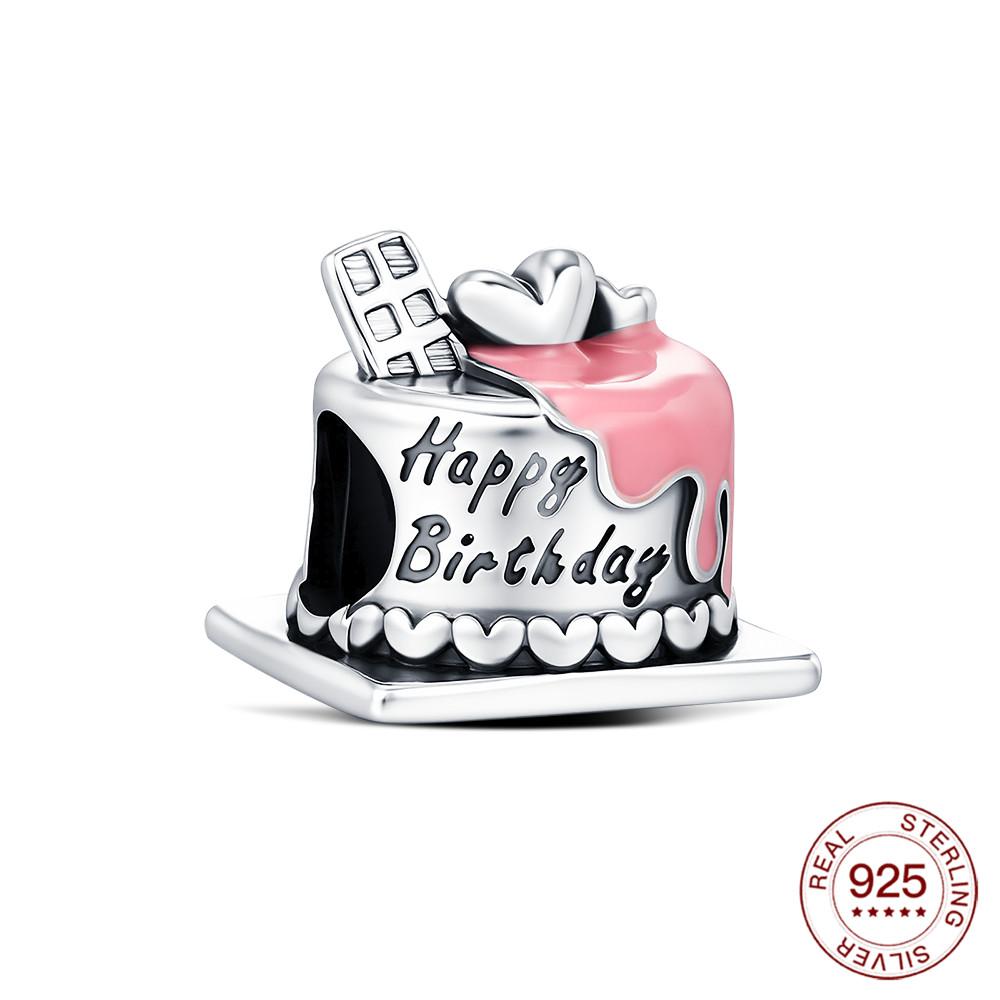 

New copper Charm Happy Birthday Cake Bead Charms Jewellery Making Ideal For Classic Bracelets Women Fashion Jewellery Do It Yourself Gifts CHINA