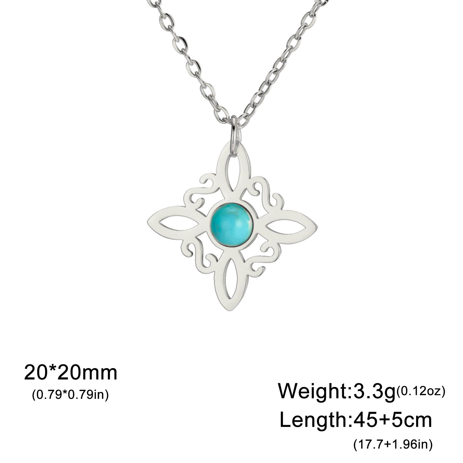 Teamer Irish Celtics Knot with Turquoise Women s Necklace Witch Knot Witchcraft Stainless Steel Necklace Birthday Jewelry Gift 45-50cm