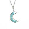 Handcrafted Wire Wrapped Seven-Color Crystal Moon Pendant Necklace
