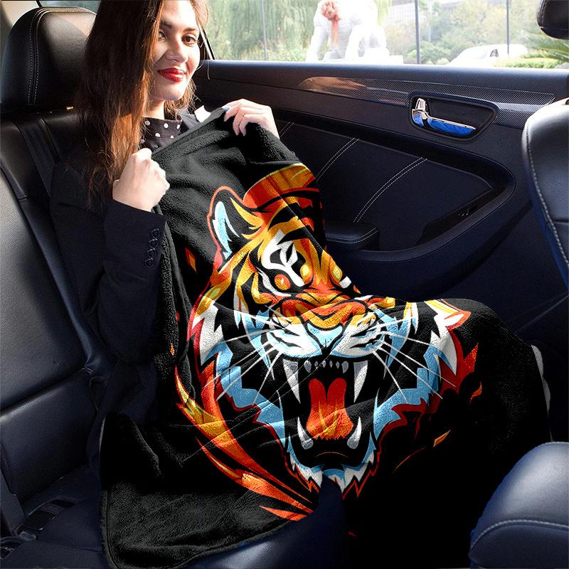 1pc Domineering Tiger Home Decor Blanket Gift for Room Bedroom,Living Room, Travel, Camping, Car Blankets