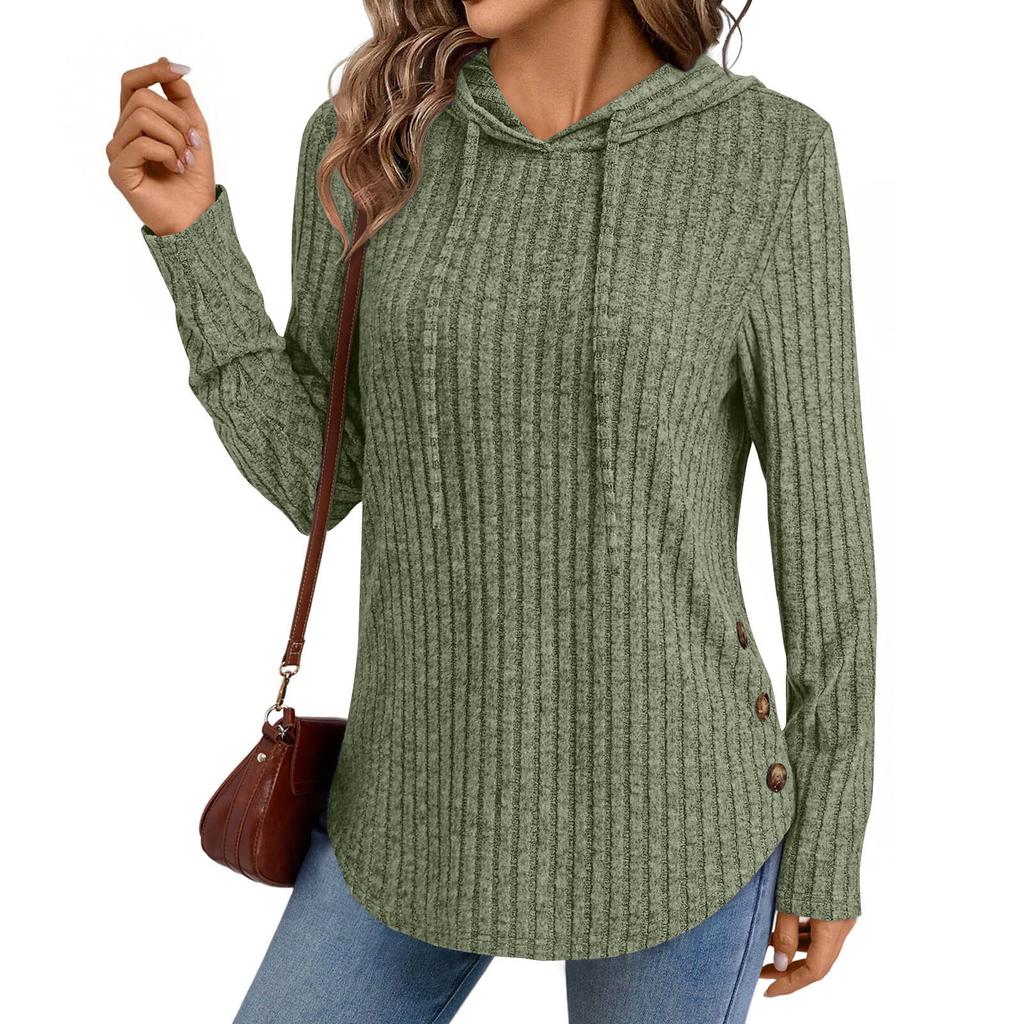 Women's Fashionable Casual Solid-color Long-sleeved Pullover Top Pullover Sweatshirt