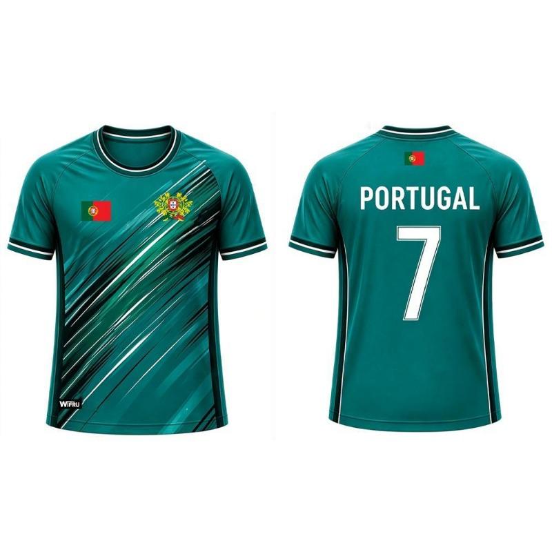 Portugal Flag Print Men's Football Jersey Breathable Quick-drying Sports T-shirt Unisex Summer Casual Fan Gift Tops
