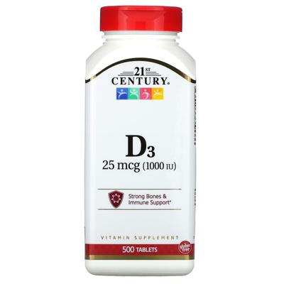 Vitamin D3, 25Mcg(1,000Iu), 500 Tablets