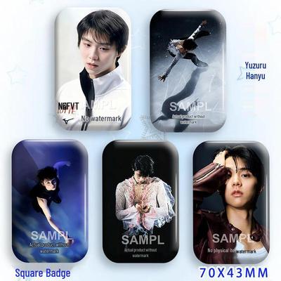 Yuzuru Hanyu Rechteckiger Laser-Abzeichen-Brosche-Anhänger