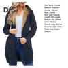 Damen Winter Hoodie Verdickte, mit Plüsch gefütterte, langärmlige Oberbekleidung Mittellanger, einfarbiger Kordelzug-Reißverschlussmantel für den täglichen Arbeitsweg