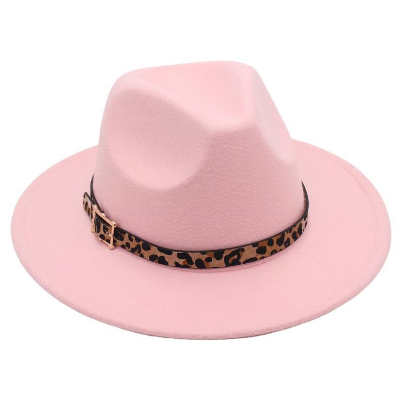 Temperament Bowler Hut Leopard Gürtelschnalle Nische Jazz Hut Männer und Frauen Trend Filzhut Bühnenauftritt Tweed Hut