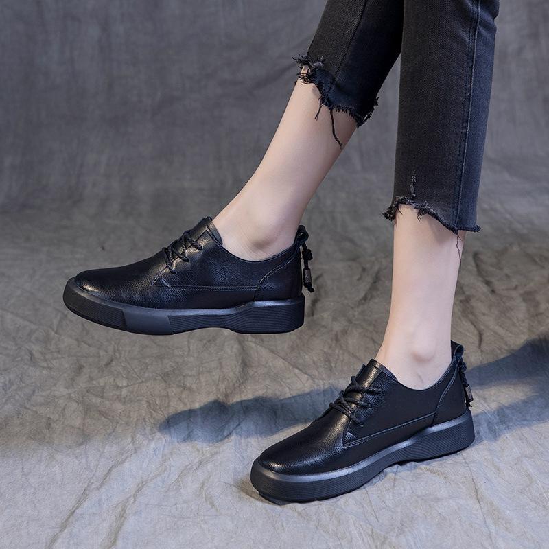 2025 Spring and Autumn New Retro Women's Flat-bottomed Large Size Single Shoes Student Versatile British Style Handmade Single Shoes Loafers