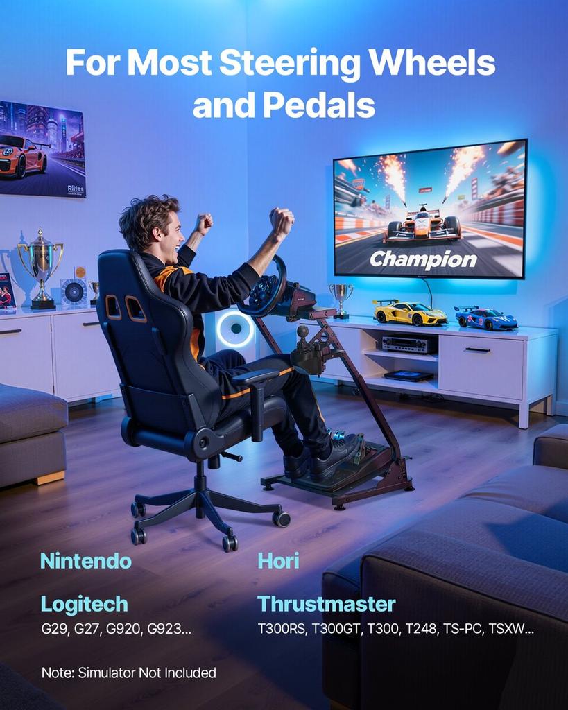 Racing Wheel Stand, Adjustable & Foldable Simulator Stand for Logitech G29 G27 G920 G923, Thrustmaster T300RS T300GT T248 TS-PC TSXW Gaming