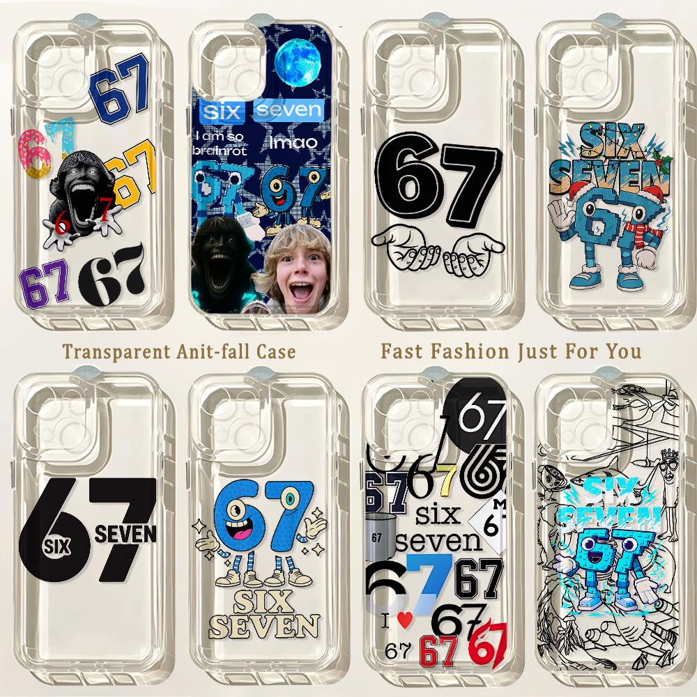 Phone Case For Bold Number 67 Graphic iPhone 17 16 16e 15 14 13 12 11 Mini Pro Max X XR XSMax 8 Air Plus Transparent Back Cover