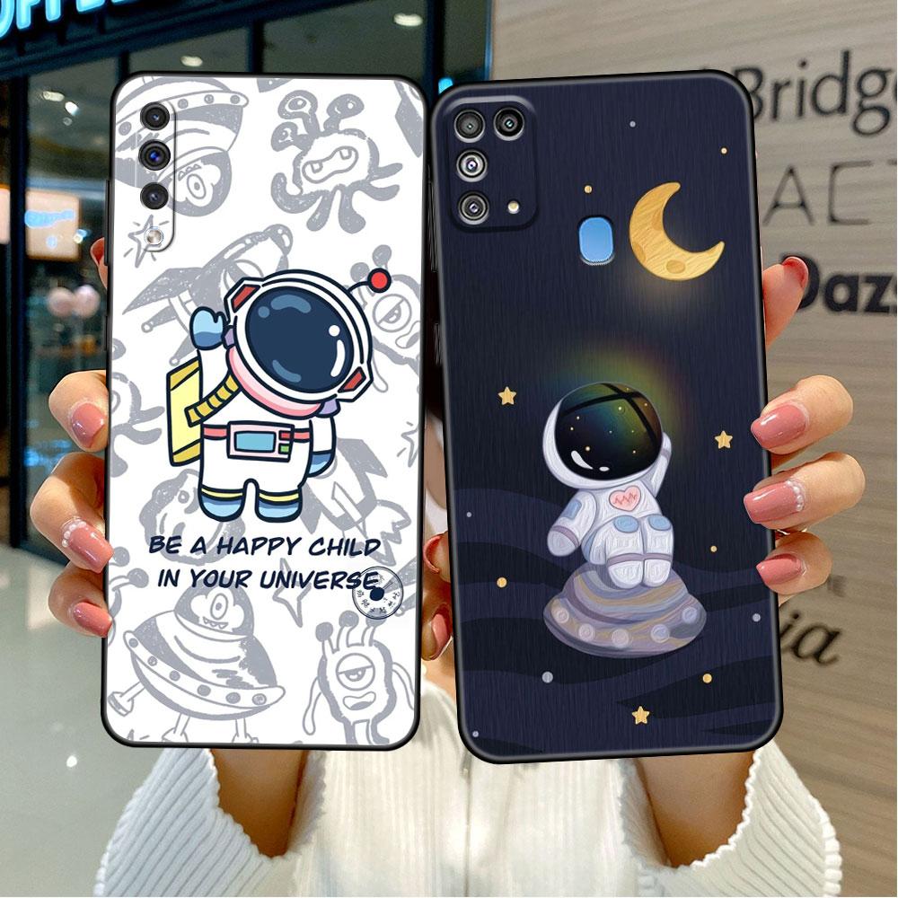 Astronaut Universe Case For Samsung Galaxy A50 A02s M31 A70 A30 A10 A20e A40 A10s M30s M51 M52 M22 M32 Black Phone Cover
