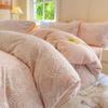 Milk Fleece Four-piece Set, Thickened Carved Fleece, Bed Sheet Quilt Cover, Bed Three-piece Set