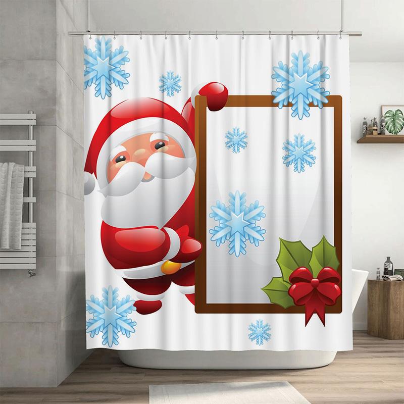 

TU Christmas Shower Curtain Santa Claus Festive Holiday Waterproof Bathroom Decor Xmas Pattern Fabric Backdrop Festive Home Deco 90x180cm35x71in