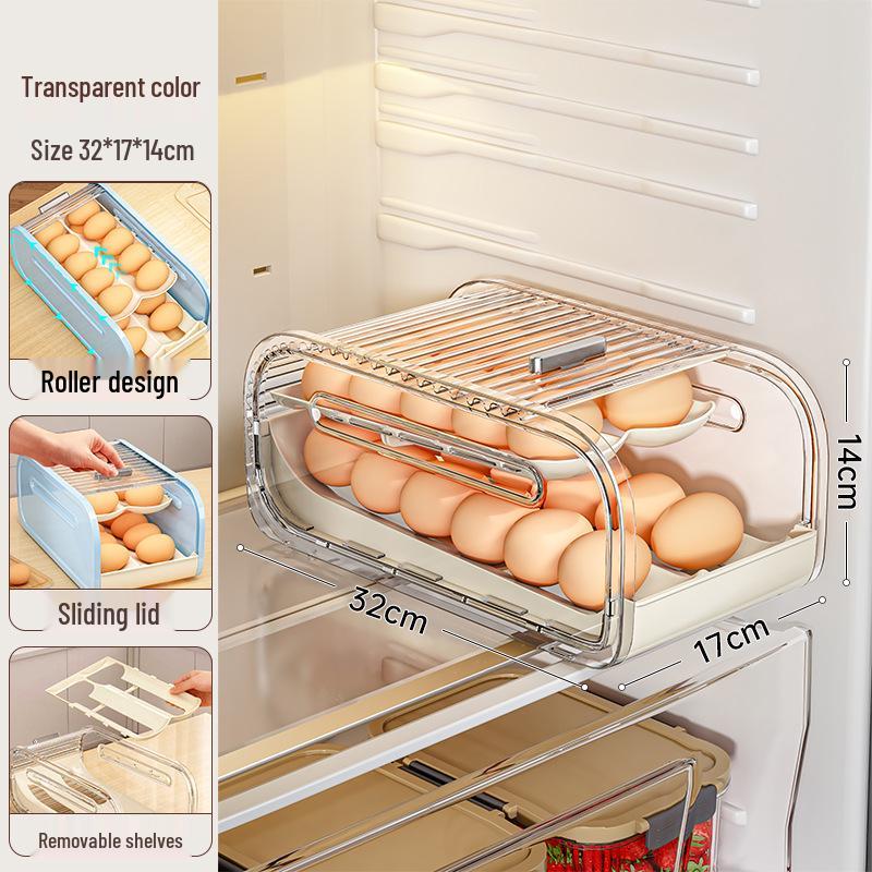 Double-Layer Sliding Egg Storage Box with Automatic Replenishment