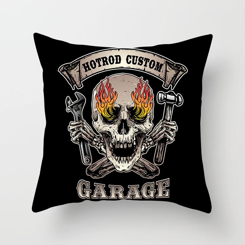 Black Grey Skull Face Living Room Decor Pillowcase Car Halloween Sofa Cushion Cover