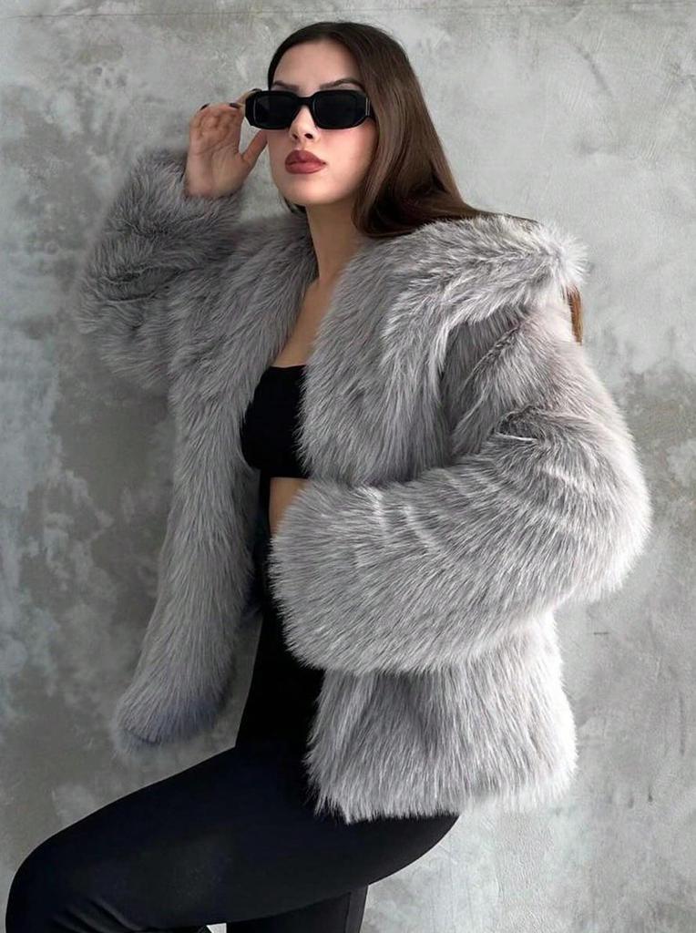 Autumn and Winter New Imitation Fox Fur Coat Lapel Short Thickened Loose Fashion Coat