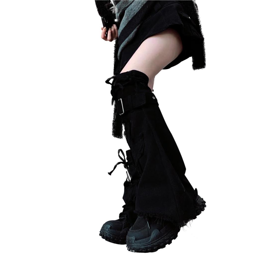 Leg Loose Slimming Cold Leg School Harajuku Subculture School Costume [LYING] Warmers, "Jirai-kei" (Landmine Style) Style, Belted, Women's Socks,