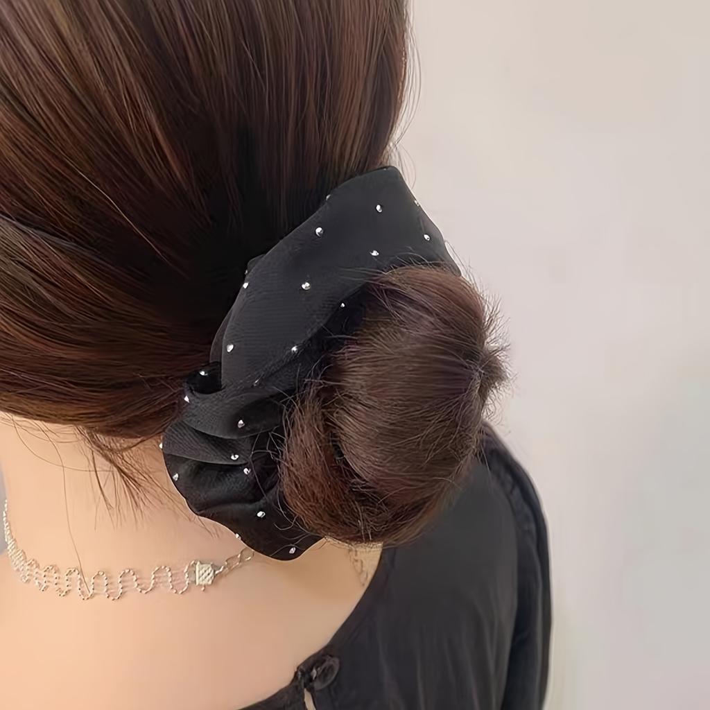 1PC Satin Scrunchies With Rhinestones Decor - Soft And Comfortable Hair Ties For Ponytail And Hair Accessories