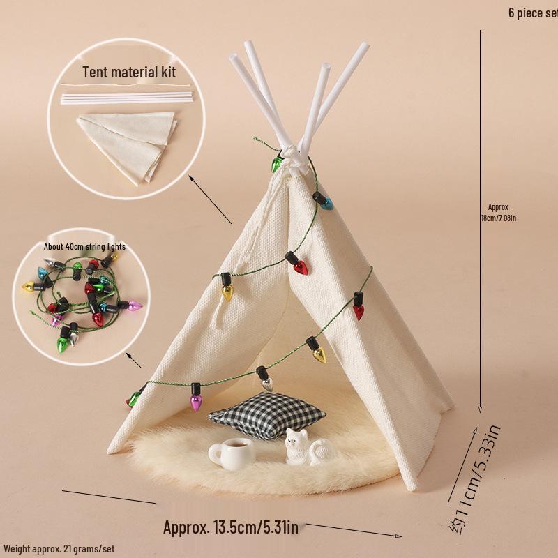 Miniature Indian Tent Dollhouse Prop - Camping Scene Model Accessories