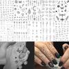 1 Blatt Mondsichel Blumenkette Temporäre Tattoos für Erwachsene Finger Schlüsselbein, Temp Fake Tattoo Aufkleber Langanhaltend Realistisch Tatoo