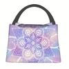 Mandala Flower Gradient Lunch Bag Insulated Cooler Tote Reusable Picnic Thermal Handbag
